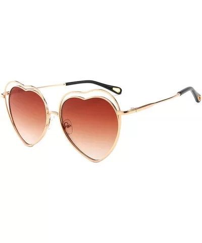 Vintage style Heart Sunglasses for Men or Women metal PC UV400 Sunglasses - Brown - C918SZUH92T $19.45 Oversized