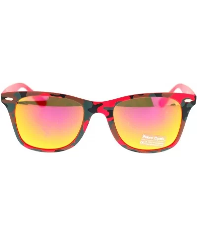 Matted Camouflage Print Sunglasses Unisex Classic Square Mirror Lens - Orange - CF1803LZ6H9 $7.03 Wayfarer