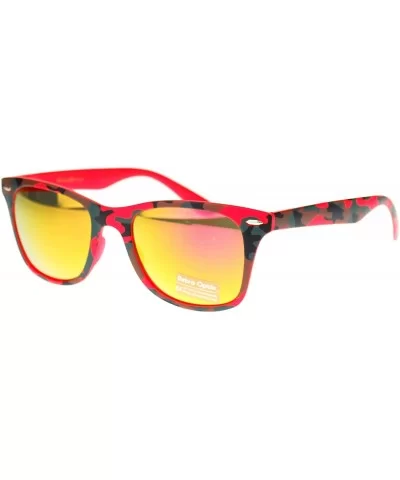 Matted Camouflage Print Sunglasses Unisex Classic Square Mirror Lens - Orange - CF1803LZ6H9 $7.03 Wayfarer