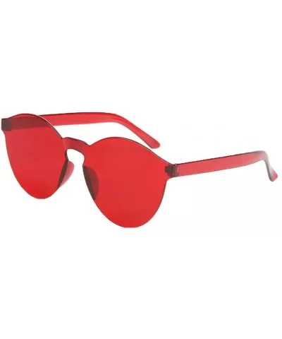 Rimless Sunglasses Transparent Candy Color Sunglasses Tinted Eyewear - Red - CG199SDHLYZ $4.66 Rimless