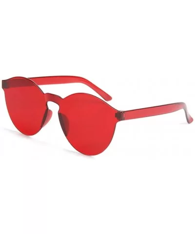 Rimless Sunglasses Transparent Candy Color Sunglasses Tinted Eyewear - Red - CG199SDHLYZ $4.66 Rimless