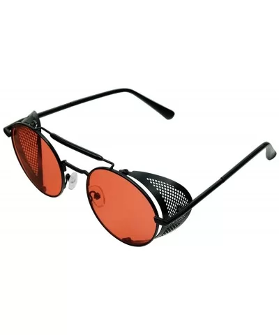 Retro Round Steampunk Sunglasses Men - Gothic Womens Steampunk Sunglass - Red - CP18TT580M5 $10.46 Shield