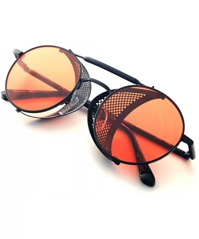 Retro Round Steampunk Sunglasses Men - Gothic Womens Steampunk Sunglass - Red - CP18TT580M5 $10.46 Shield