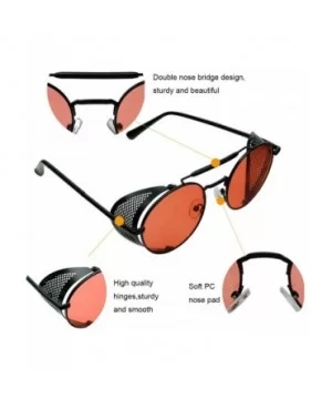 Retro Round Steampunk Sunglasses Men - Gothic Womens Steampunk Sunglass - Red - CP18TT580M5 $10.46 Shield