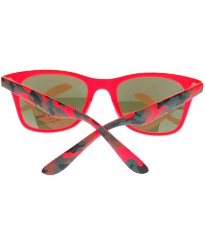 Matted Camouflage Print Sunglasses Unisex Classic Square Mirror Lens - Orange - CF1803LZ6H9 $7.03 Wayfarer