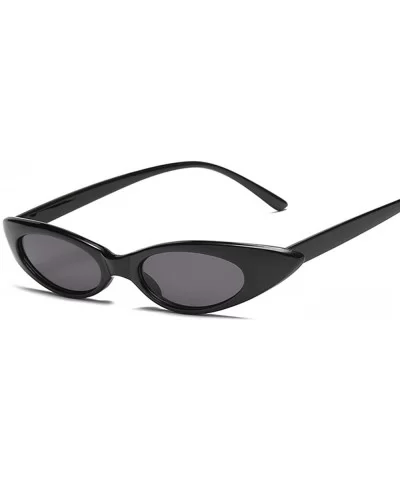 Cat Eyes Sunglasses for Women - Vintage Oval Round Cat eye Sunglasses Goggle - Black/Grey - CF18ETC2E9X $6.90 Oval