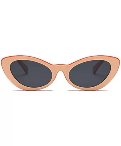 Men and women Oval Sunglasses Fashion Simple Sunglasses Retro glasses - Meat Black - C918LL99Y3G $7.20 Sport