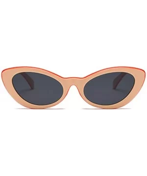 Men and women Oval Sunglasses Fashion Simple Sunglasses Retro glasses - Meat Black - C918LL99Y3G $7.20 Sport