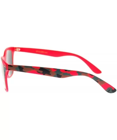 Matted Camouflage Print Sunglasses Unisex Classic Square Mirror Lens - Orange - CF1803LZ6H9 $7.03 Wayfarer