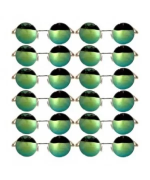 Pack of 12 Round Circle Tinted Sunglasses Metal Gold Frame Yellow Mirror Lens - C0185U53GQL $17.07 Round