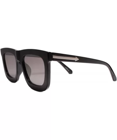 Retro Stylish 90s 00s Hip Hop Dope Night Clubbing Square Sunglasses - Black / Gray - C918YYETSZ6 $7.47 Aviator