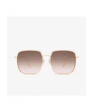 Square Sunglasses for Women Gradient Eyewear Shades - Gold Tea Pink - CH1906DN9HL $8.34 Square