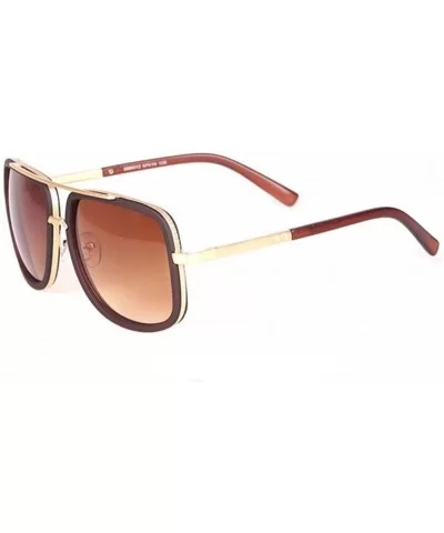 Women Square Mirror Anti-Reflective UV400 Sunglasses Men Driving Glasses Eyewear - Brown - CI182SIQMUK $8.46 Rimless