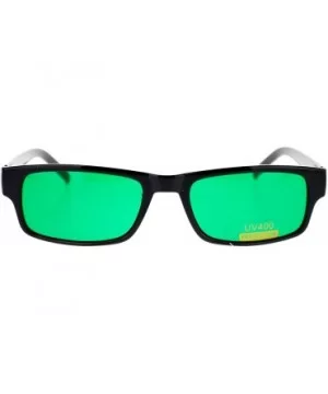 Mens Small Face Snug Fit Color Lens Rectangular Plastic Frame Sunglasses - Green - C411NI0FW5J $9.43 Rectangular