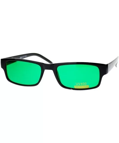 Mens Small Face Snug Fit Color Lens Rectangular Plastic Frame Sunglasses - Green - C411NI0FW5J $9.43 Rectangular