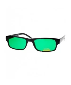 Mens Small Face Snug Fit Color Lens Rectangular Plastic Frame Sunglasses - Green - C411NI0FW5J $9.43 Rectangular