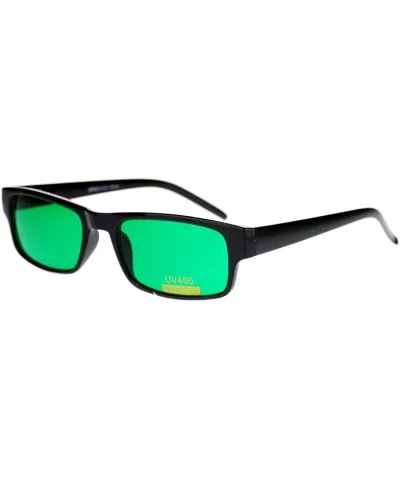 Mens Small Face Snug Fit Color Lens Rectangular Plastic Frame Sunglasses - Green - C411NI0FW5J $9.43 Rectangular