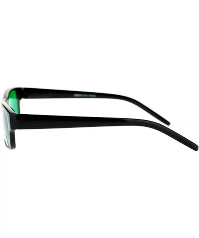 Mens Small Face Snug Fit Color Lens Rectangular Plastic Frame Sunglasses - Green - C411NI0FW5J $9.43 Rectangular