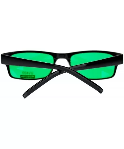 Mens Small Face Snug Fit Color Lens Rectangular Plastic Frame Sunglasses - Green - C411NI0FW5J $9.43 Rectangular