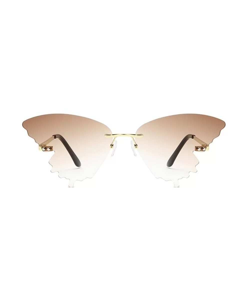 Sunglasses - Butterfly Shaped Rimless Sunglasses Colored Transparent Glasses Butterfly Shape Eyewear - F - CH19072I7DK $7.51 ...