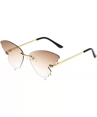 Sunglasses - Butterfly Shaped Rimless Sunglasses Colored Transparent Glasses Butterfly Shape Eyewear - F - CH19072I7DK $7.51 ...