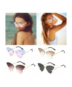 Sunglasses - Butterfly Shaped Rimless Sunglasses Colored Transparent Glasses Butterfly Shape Eyewear - F - CH19072I7DK $7.51 ...