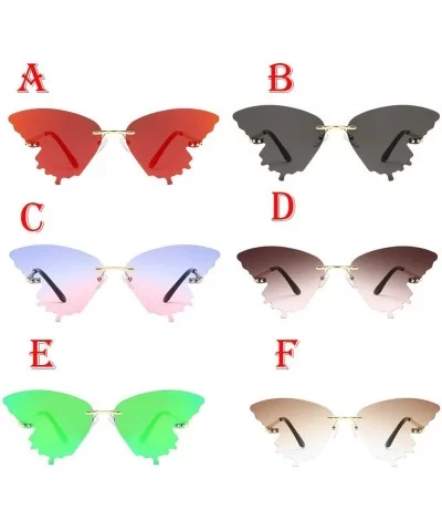 Sunglasses - Butterfly Shaped Rimless Sunglasses Colored Transparent Glasses Butterfly Shape Eyewear - F - CH19072I7DK $7.51 ...