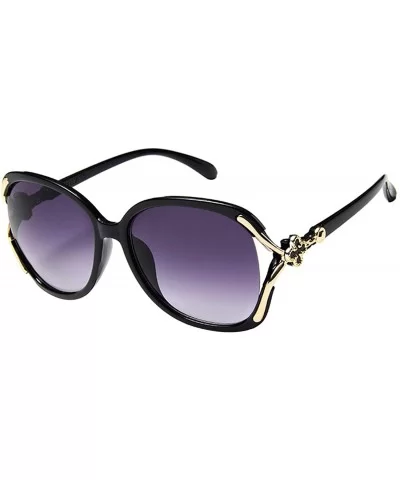 Women's Oversized Polarized Four-Leaf Clover Design Sunglasses - Dark Black - CB18UT48SL2 $7.46 Oversized