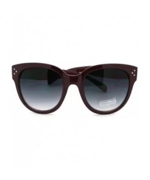 Horn Rimmed Round Sunglasses with Signature 3 Metal Dot Front Side Trims - Burgundy - C511C18ABKT $8.88 Wayfarer