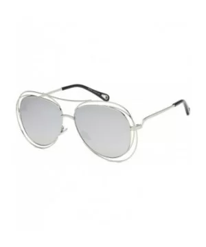 Amoury Oversize Aviator Sunglasses Metal Double Frame-Silver Frame/Silver Lens - CL180OYACHW $17.42 Aviator