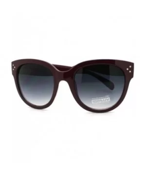 Horn Rimmed Round Sunglasses with Signature 3 Metal Dot Front Side Trims - Burgundy - C511C18ABKT $8.88 Wayfarer