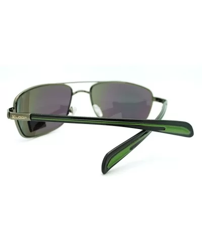 Mens Square Aviator Sunglasses Flat Top Metal Navigator Frame - Green - CO11DJINRNJ $6.42 Aviator