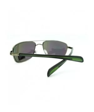 Mens Square Aviator Sunglasses Flat Top Metal Navigator Frame - Green - CO11DJINRNJ $6.42 Aviator