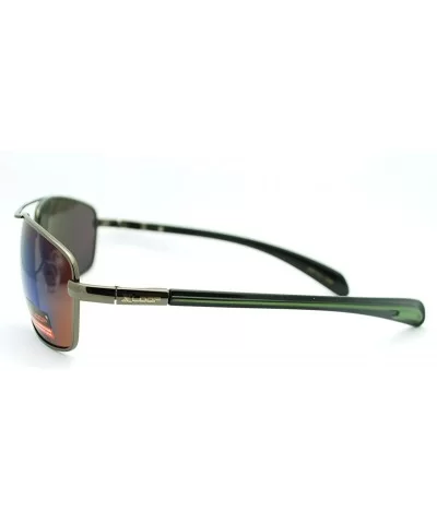 Mens Square Aviator Sunglasses Flat Top Metal Navigator Frame - Green - CO11DJINRNJ $6.42 Aviator