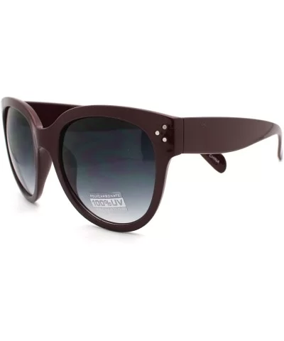 Horn Rimmed Round Sunglasses with Signature 3 Metal Dot Front Side Trims - Burgundy - C511C18ABKT $8.88 Wayfarer