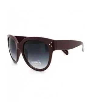 Horn Rimmed Round Sunglasses with Signature 3 Metal Dot Front Side Trims - Burgundy - C511C18ABKT $8.88 Wayfarer