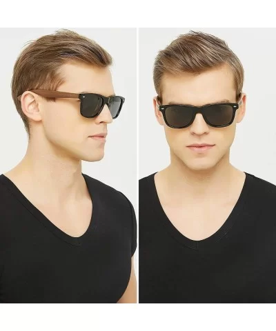 Wood Sunglasses Polarized for Men Women Uv Protection Wooden Bamboo Frame Mirrored Sun Glasses SERRA - C718IG9Z0KI $20.01 Sport