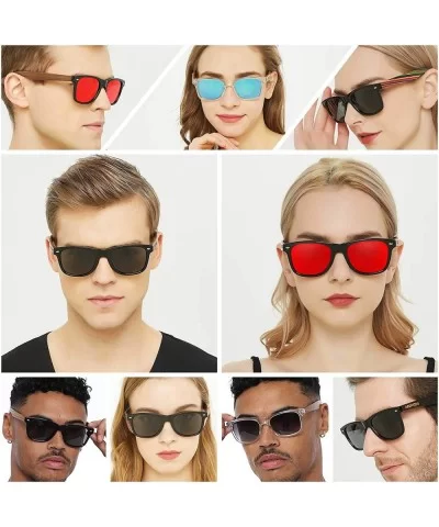 Wood Sunglasses Polarized for Men Women Uv Protection Wooden Bamboo Frame Mirrored Sun Glasses SERRA - C718IG9Z0KI $20.01 Sport