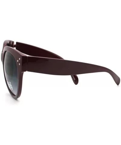 Horn Rimmed Round Sunglasses with Signature 3 Metal Dot Front Side Trims - Burgundy - C511C18ABKT $8.88 Wayfarer