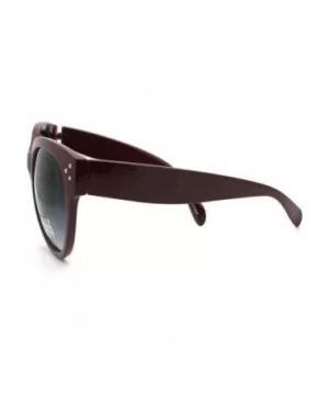 Horn Rimmed Round Sunglasses with Signature 3 Metal Dot Front Side Trims - Burgundy - C511C18ABKT $8.88 Wayfarer