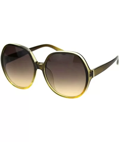 Womens Large Mod Round Plastic Celeb Sunglasses - Green Yellow Brown - CJ18ROW32EE $9.07 Oversized