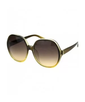 Womens Large Mod Round Plastic Celeb Sunglasses - Green Yellow Brown - CJ18ROW32EE $9.07 Oversized