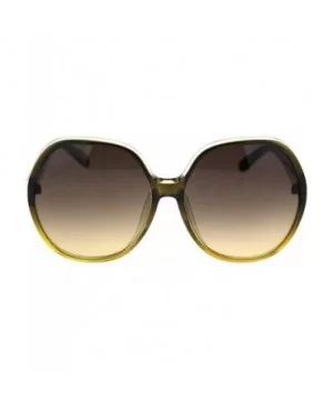 Womens Large Mod Round Plastic Celeb Sunglasses - Green Yellow Brown - CJ18ROW32EE $9.07 Oversized