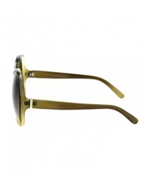 Womens Large Mod Round Plastic Celeb Sunglasses - Green Yellow Brown - CJ18ROW32EE $9.07 Oversized