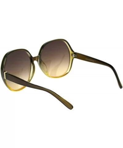 Womens Large Mod Round Plastic Celeb Sunglasses - Green Yellow Brown - CJ18ROW32EE $9.07 Oversized