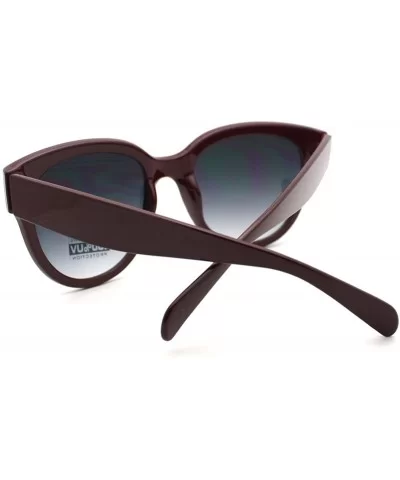 Horn Rimmed Round Sunglasses with Signature 3 Metal Dot Front Side Trims - Burgundy - C511C18ABKT $8.88 Wayfarer