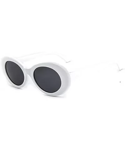 Glasses Oval Sunglasses Ladies Trendy Vintage Retro Sunglasses Women's White Black Eyewear UV-Khaki - Khaki - CV19922GKNO $37...