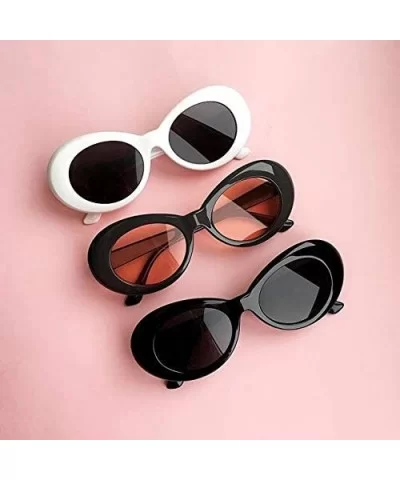 Glasses Oval Sunglasses Ladies Trendy Vintage Retro Sunglasses Women's White Black Eyewear UV-Khaki - Khaki - CV19922GKNO $37...