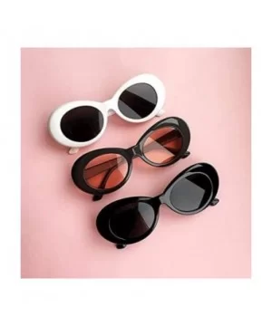 Glasses Oval Sunglasses Ladies Trendy Vintage Retro Sunglasses Women's White Black Eyewear UV-Khaki - Khaki - CV19922GKNO $37...