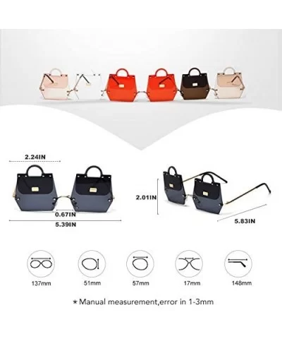 Handbag Shape Vintage Sunglasses Female Pink Red Decoration Party Frameless Sun Glasses Women Gradient - CU18Y5DD0AZ $31.30 R...